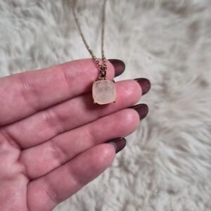 Charming Charlie Necklace Crystal Quartz Pendant Light Pink Classic Preppy Quiet